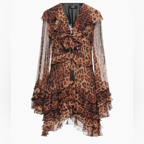 Etro brown leopard ruffle mini skirt NEW - Picture 1 of 5